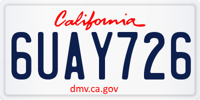 CA license plate 6UAY726