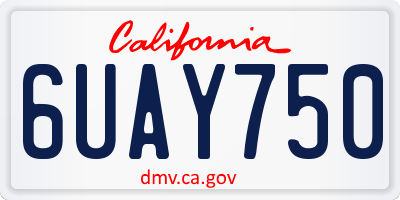 CA license plate 6UAY750