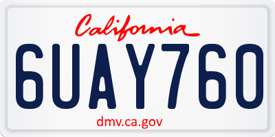 CA license plate 6UAY760