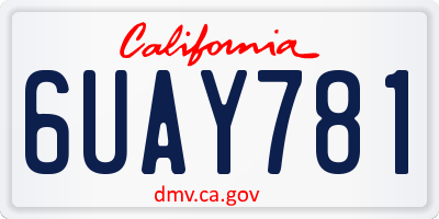 CA license plate 6UAY781