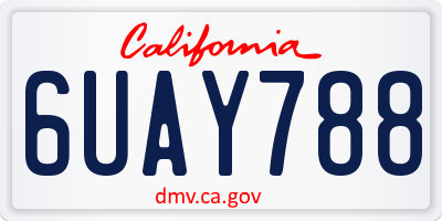 CA license plate 6UAY788