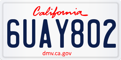 CA license plate 6UAY802