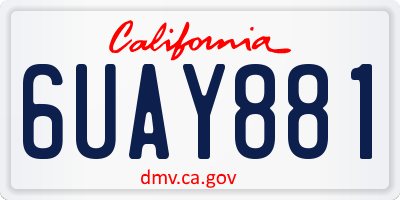 CA license plate 6UAY881
