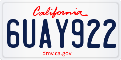 CA license plate 6UAY922