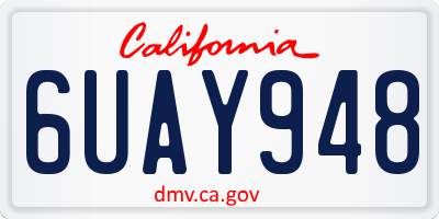 CA license plate 6UAY948