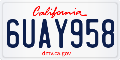 CA license plate 6UAY958