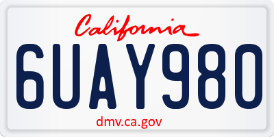 CA license plate 6UAY980