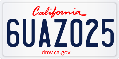 CA license plate 6UAZ025
