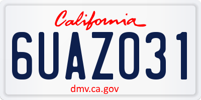 CA license plate 6UAZ031