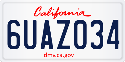 CA license plate 6UAZ034