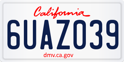 CA license plate 6UAZ039