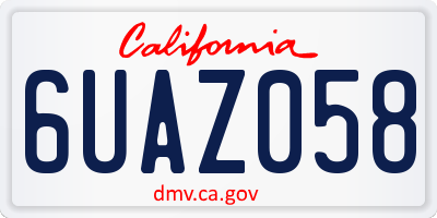 CA license plate 6UAZ058