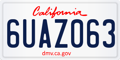 CA license plate 6UAZ063