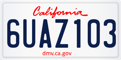 CA license plate 6UAZ103