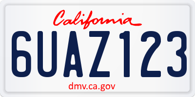 CA license plate 6UAZ123