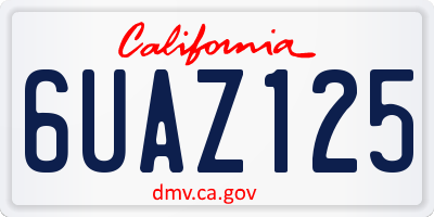 CA license plate 6UAZ125