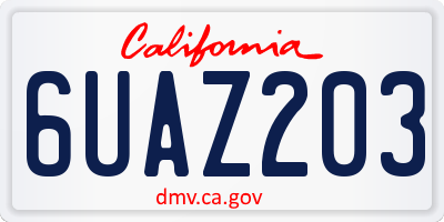 CA license plate 6UAZ203