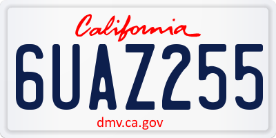 CA license plate 6UAZ255