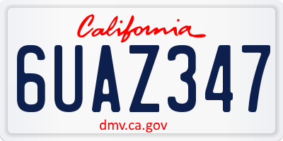 CA license plate 6UAZ347