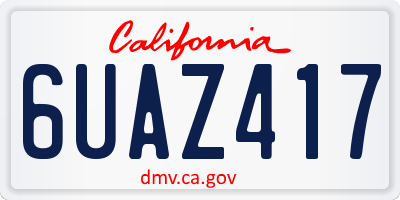 CA license plate 6UAZ417