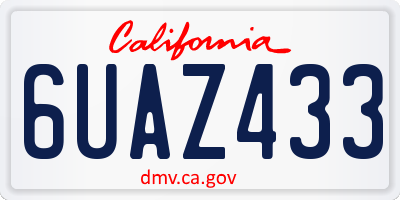 CA license plate 6UAZ433