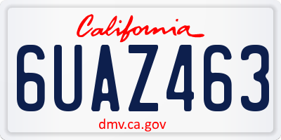 CA license plate 6UAZ463