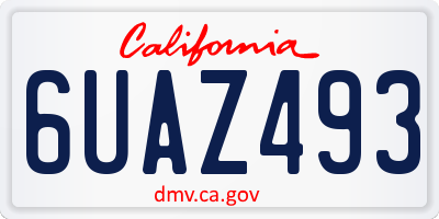 CA license plate 6UAZ493