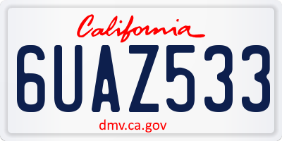 CA license plate 6UAZ533