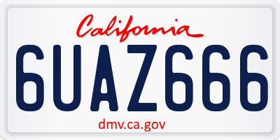 CA license plate 6UAZ666