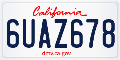 CA license plate 6UAZ678