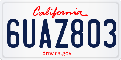 CA license plate 6UAZ803