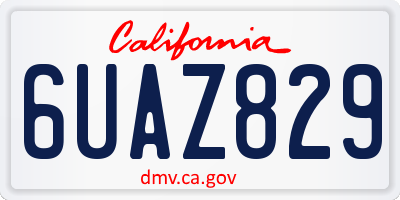 CA license plate 6UAZ829