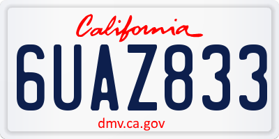 CA license plate 6UAZ833