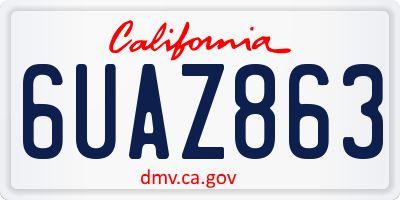 CA license plate 6UAZ863