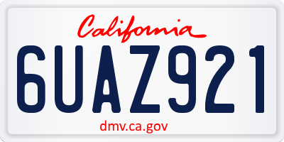 CA license plate 6UAZ921