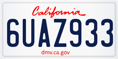 CA license plate 6UAZ933