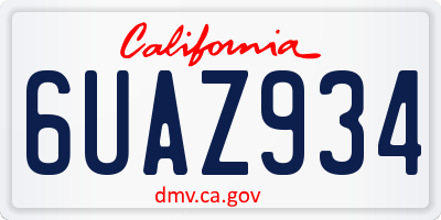 CA license plate 6UAZ934