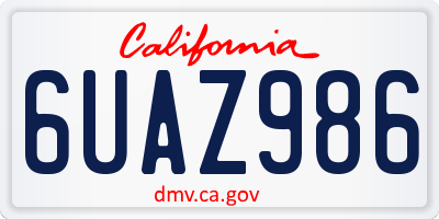 CA license plate 6UAZ986