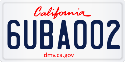 CA license plate 6UBA002