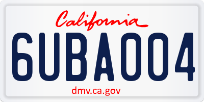 CA license plate 6UBA004