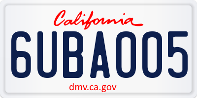 CA license plate 6UBA005