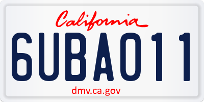 CA license plate 6UBA011