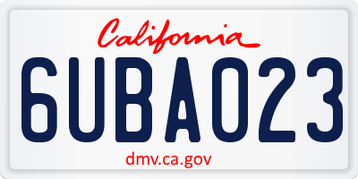 CA license plate 6UBA023