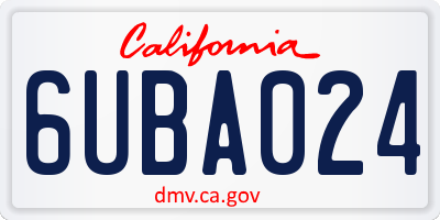 CA license plate 6UBA024