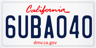 CA license plate 6UBA040