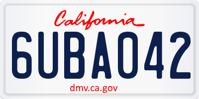 CA license plate 6UBA042