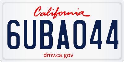 CA license plate 6UBA044
