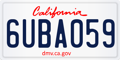 CA license plate 6UBA059