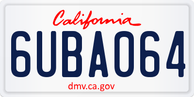 CA license plate 6UBA064