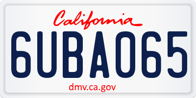 CA license plate 6UBA065